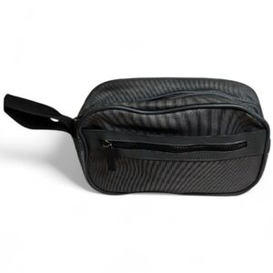 Versace Parfums Top And Front Zip Toiletry Bag, Black/Gray